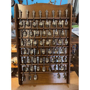 Vintage American Collector's Guild 50 States Spoon Set with Wood Display